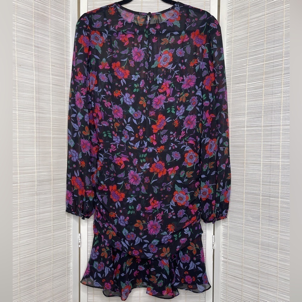 Veronica Beard Robin Silk Floral Mini Dress Purple Black Size 2 - Picture 6 of 10